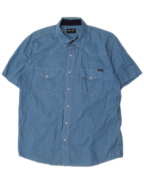 Wrangler Camisa De Manga Corta Para Hombre Algodón Geométrico Azul Grande