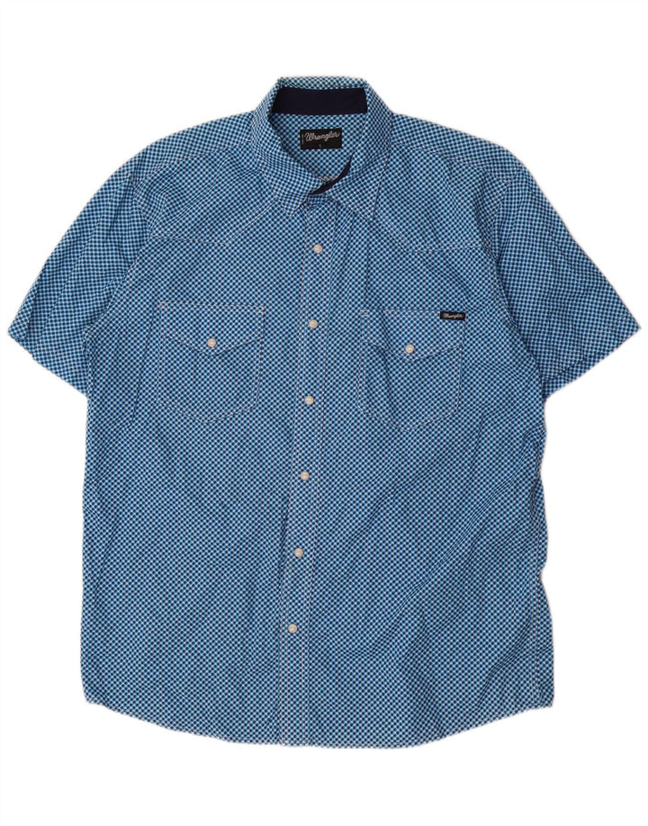 Wrangler Camisa De Manga Corta Para Hombre Algodón Geométrico Azul Grande