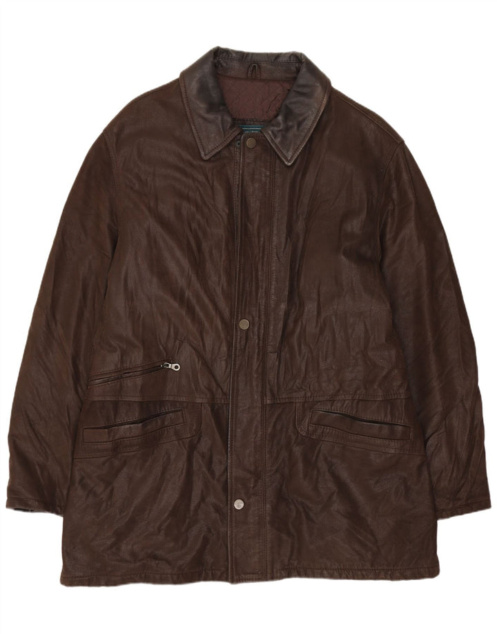 VINTAGE Chaqueta de cuero para hombre IT 52 XL Cuero marrón