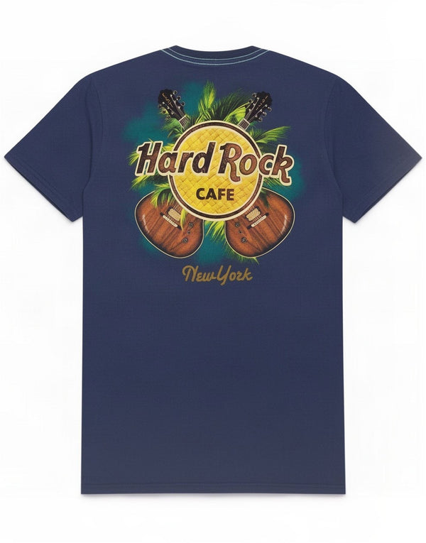 Hard Rock Cafe Camiseta con gráfico New York para hombre Top pequeño de algodón azul marino