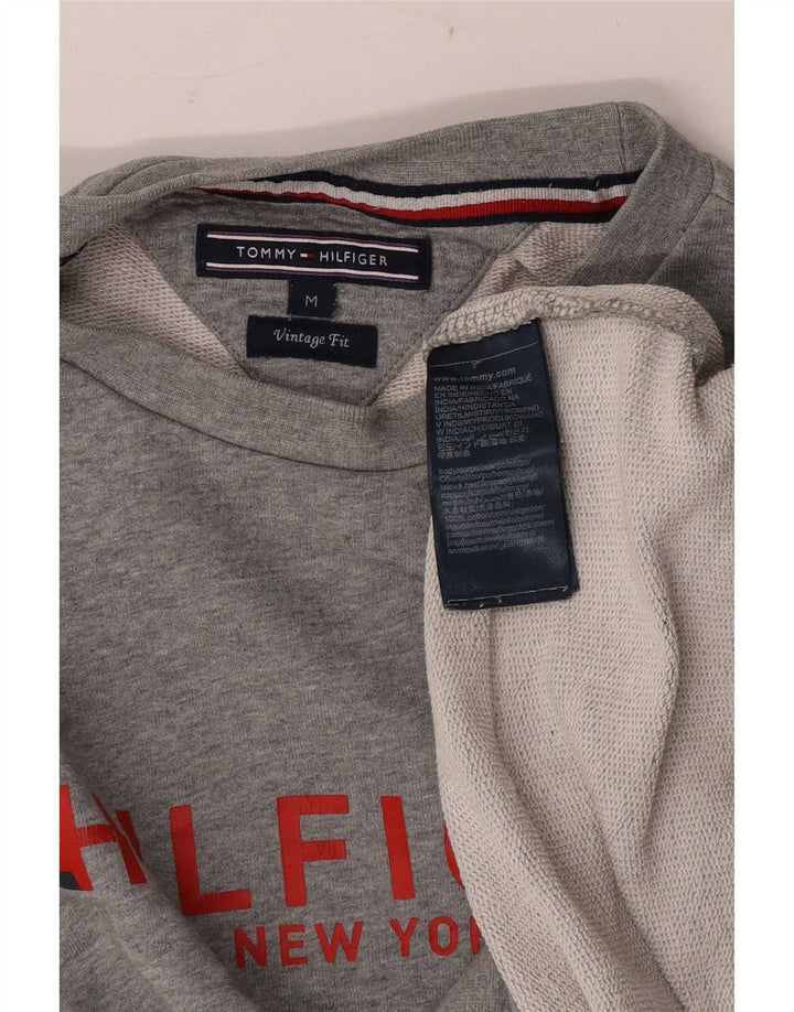 Tommy Hilfiger Hombre Vintage Fit Sudadera Jumper Gris Medio Moteado