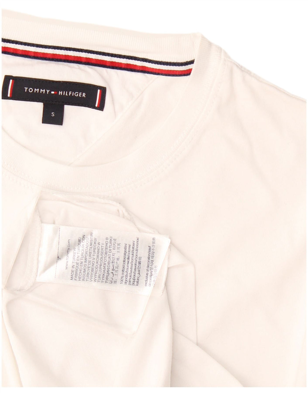Tommy Hilfiger - Camiseta para hombre, talla pequeña, algodón blanco