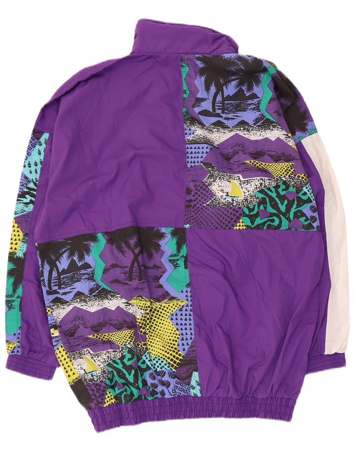 Vintage mujer suelta ajuste completo chándal Reino Unido 16 gran patchwork púrpura