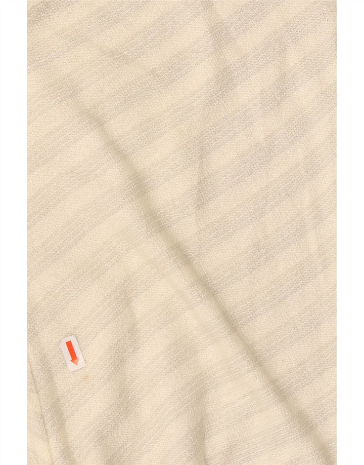 VINTAGE Mujer Cami Top Reino Unido 14 Chevron Blanco Medio