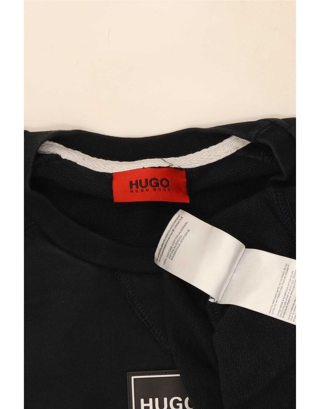 Hugo Boss Hombre Sudadera Jumper Grande Azul Marino Algodón