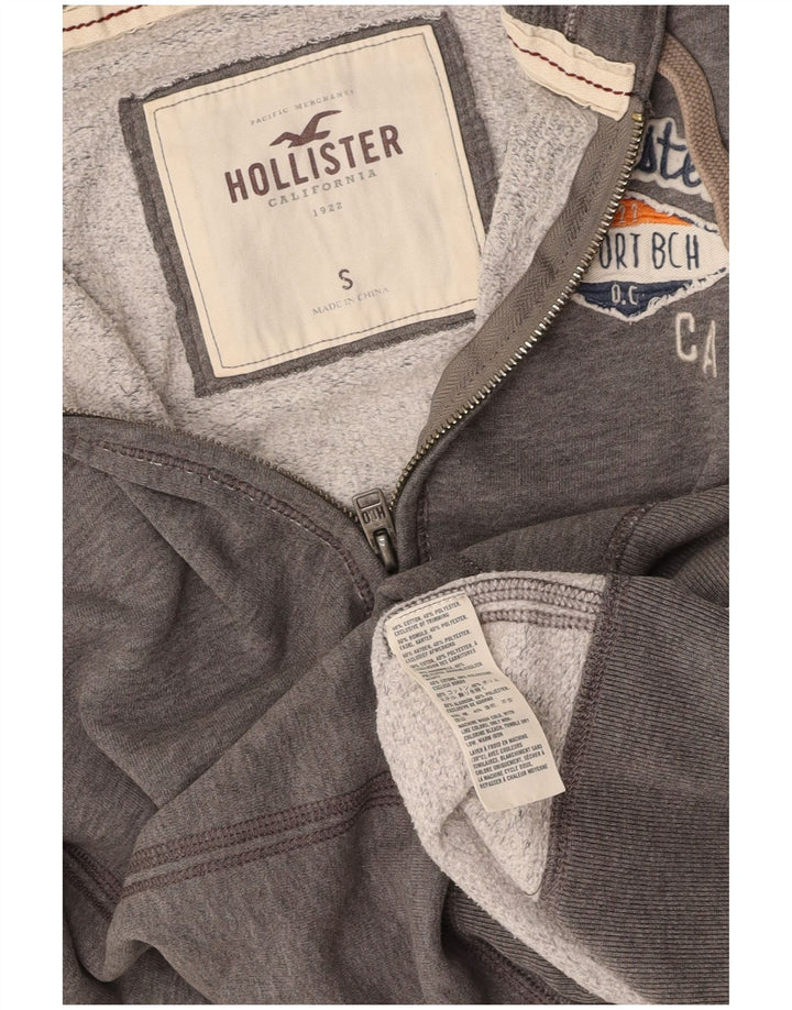 HOLLISTER Suéter con capucha y cremallera gráfica para mujer UK 10 Small Grey Cotton