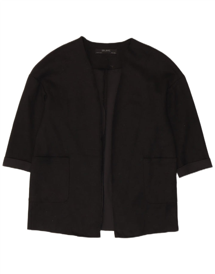 ZARA Chaqueta tipo blazer abierta de manga 3/4 extragrande para mujer UK 10 Small Black