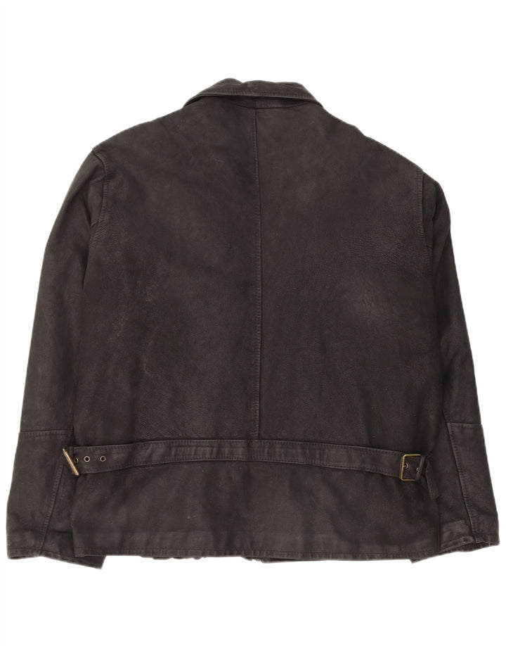 Chaqueta de cuero vintage para hombre Reino Unido 42 XL cuero negro
