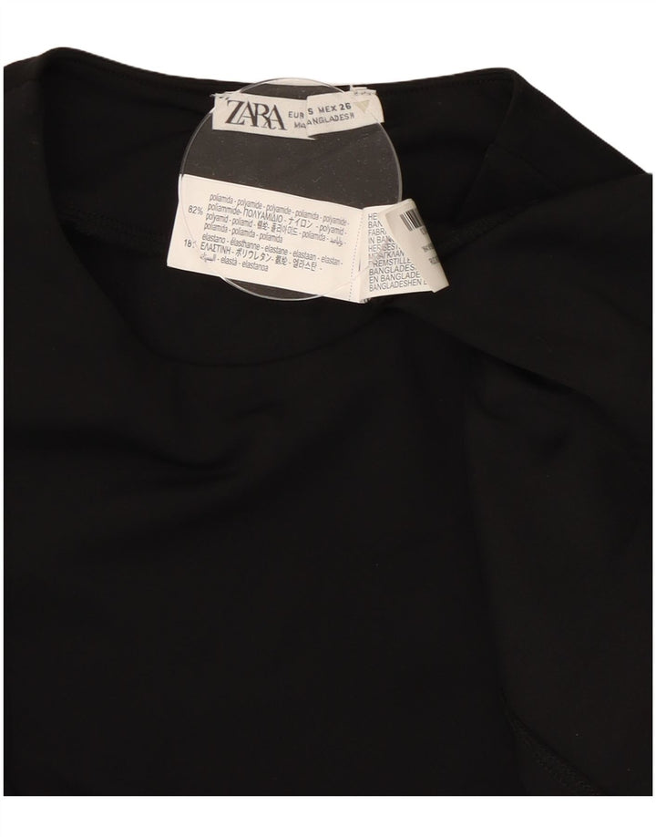 ZARA Mujer Maxi Vestido Sin Mangas UK 40 Small Poliamida Negro