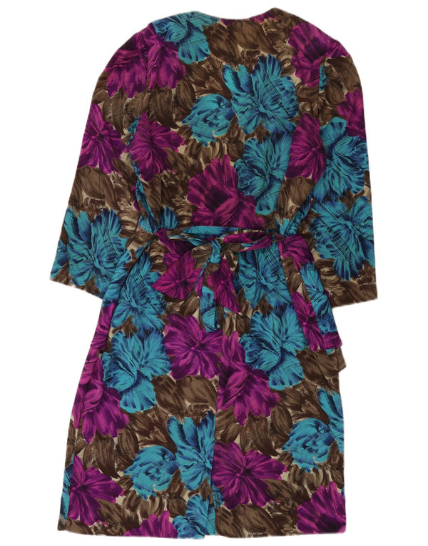 Vintage mujer 3/4 manga peplum vestido IT 48 XL multicolor floral