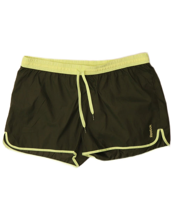 Reebok Pantalones cortos deportivos para mujer UK 16 Large Caqui Poliéster