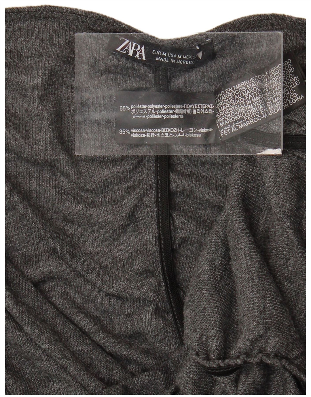 ZARA Blusa Mujer Top UK 42 Poliéster Gris Medio