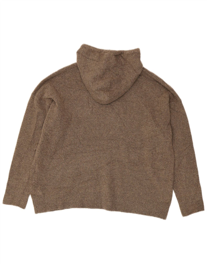 Zara - Jersey extragrande con capucha para mujer, talla 40, poliéster, color marrón medio