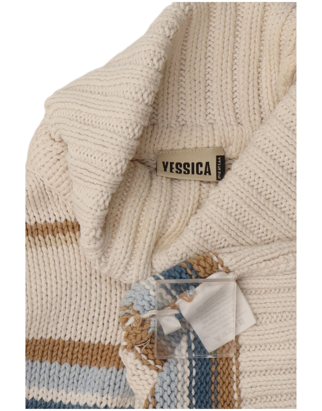 Yessica Suéter tipo jersey con cuello vuelto para mujer UK 44 Mediano Rayas multicolores
