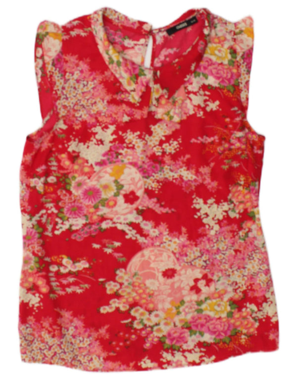 Oasis Blusa sin mangas para mujer Top UK 10 Small Red Floral Poliéster