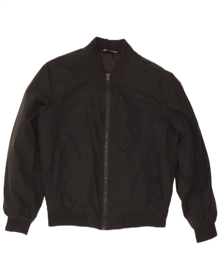 Zara Mens Loose Fit Bomber Jacket UK 36 Small Poliéster Negro