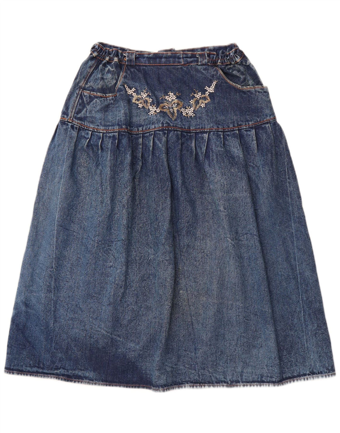 Falda vaquera de mujer VINTAGE W30 Azul medio Colorblock