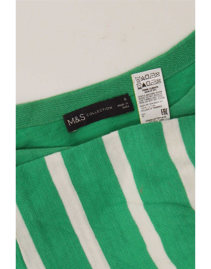 Marks & Spencer Top extragrande para mujer Manga 3/4 UK 8 Pequeño Verde Rayas