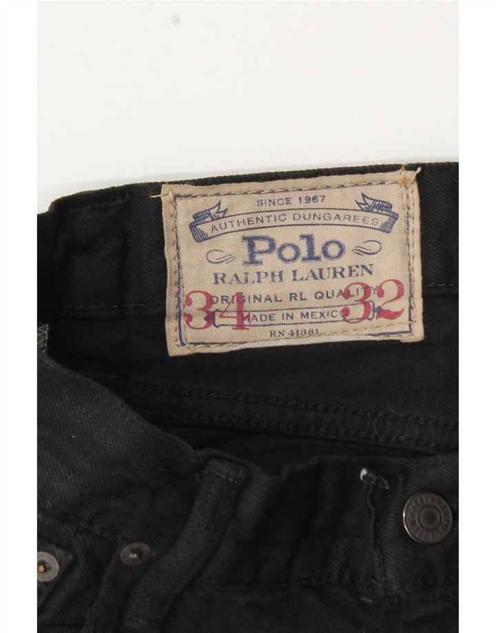 POLO RALPH LAUREN Pantalones casuales rectos para hombre W34 L32 Algodón negro
