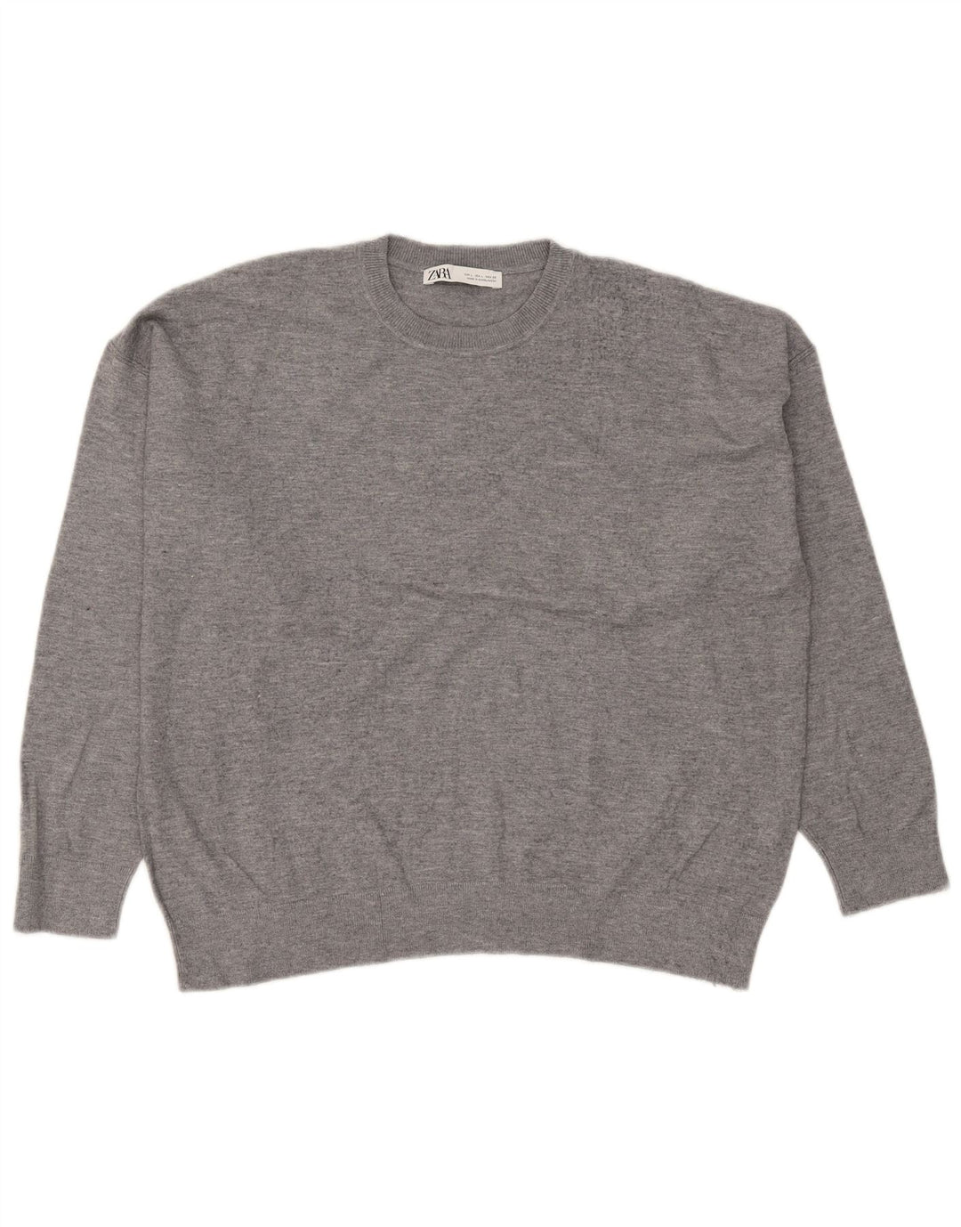 Zara Suéter De Cuello Redondo De Gran Tamaño para Mujer UK 46 Grande Gris Moteado