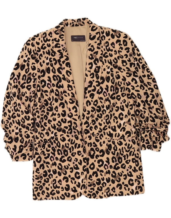 Marks & Spencer Chaqueta Blazer Extragrande de Manga 3/4 para Mujer UK 10 Small Beige
