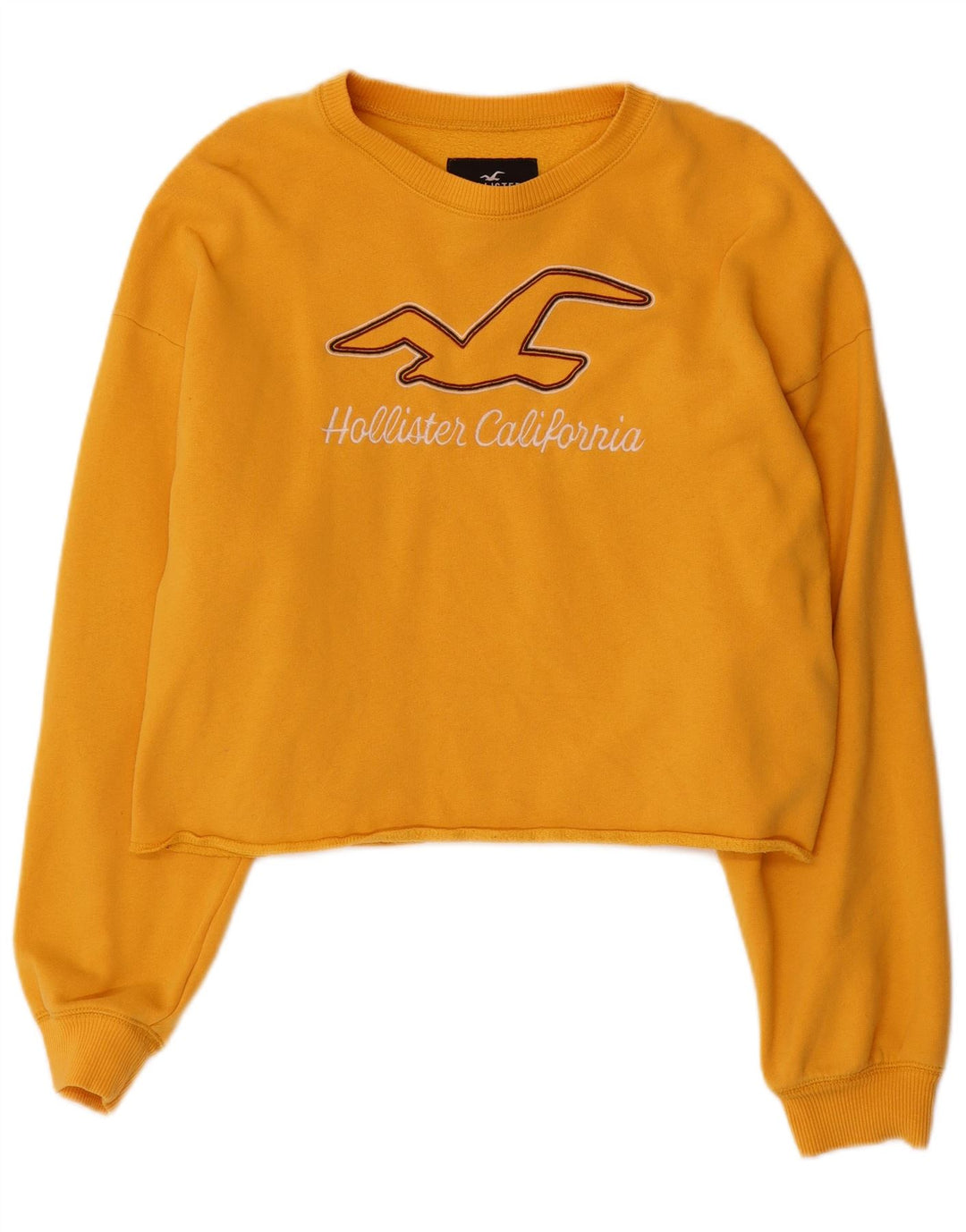 HOLLISTER Sudadera con gráfico corto para mujer, jersey, Reino Unido 14, algodón amarillo mediano