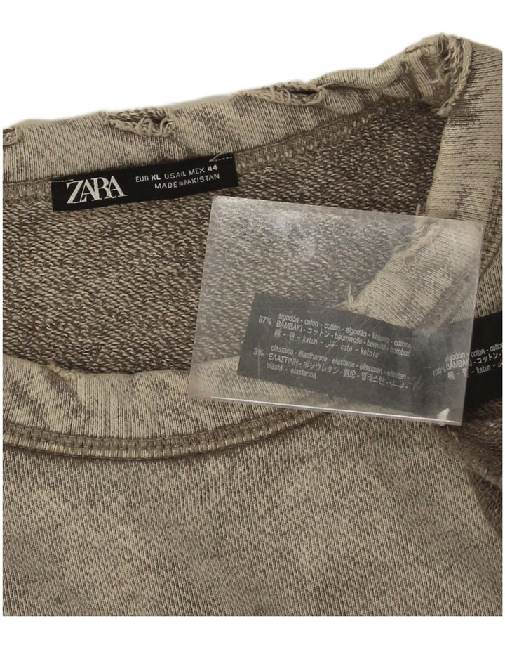 Zara Hombre Sudadera Jumper XL Gris Algodón
