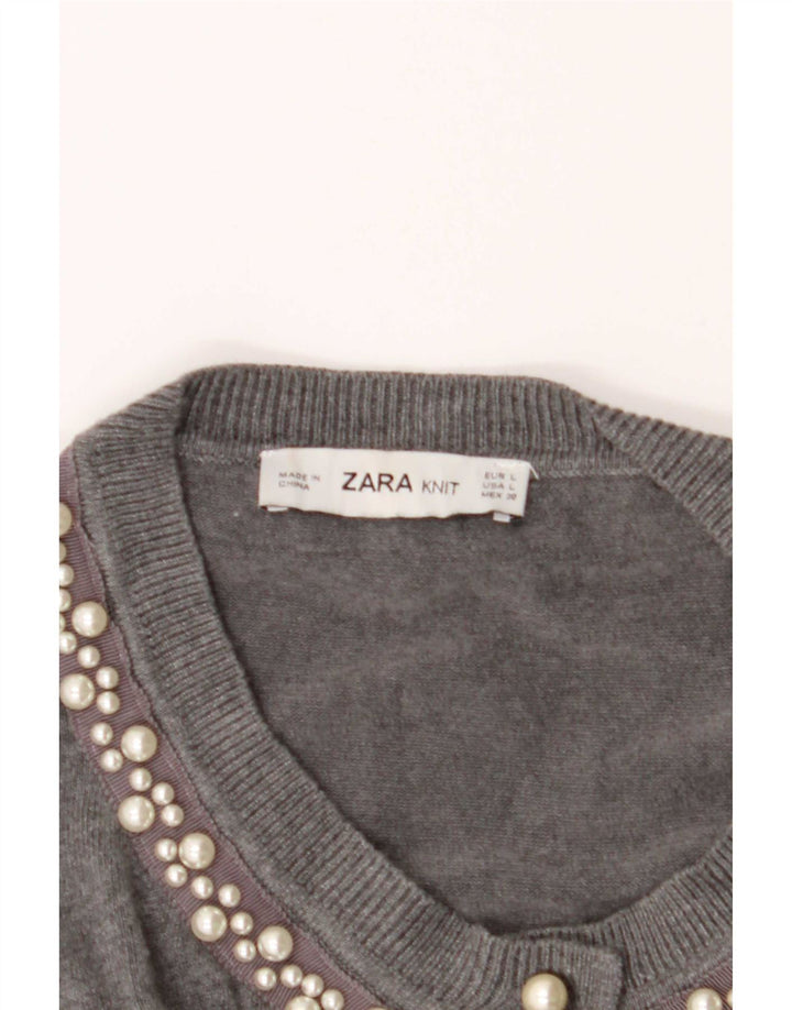 Zara Mujer Cárdigan Suéter UK 44 Grande Gris