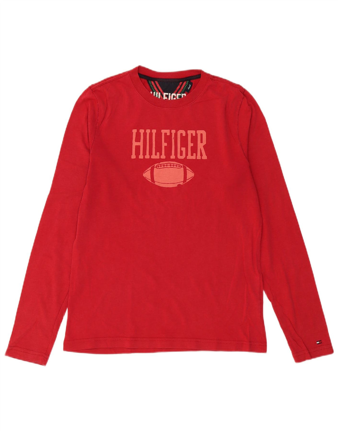Tommy Hilfiger Top gráfico para hombre de manga larga de algodón rojo pequeño