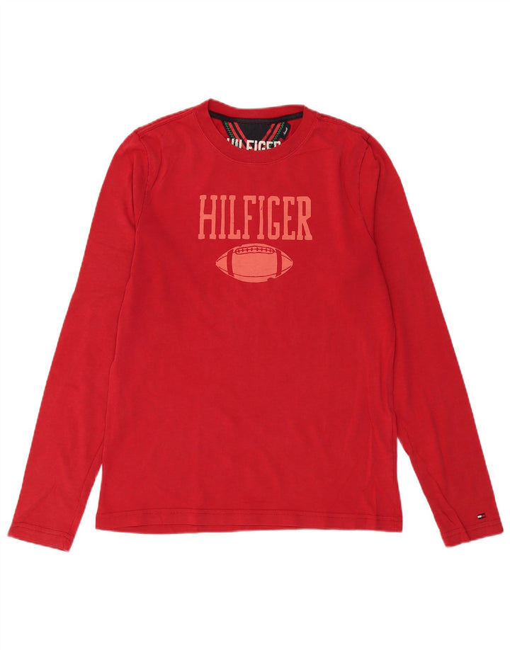 Tommy Hilfiger Top gráfico para hombre de manga larga de algodón rojo pequeño