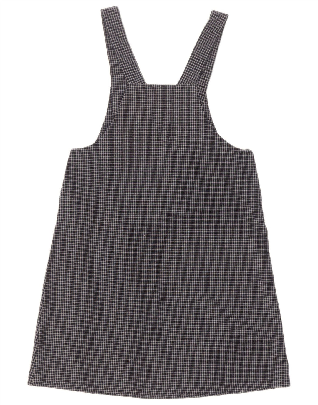 Vintage mujer Dungaree vestido Reino Unido 12 medio azul marino cheque