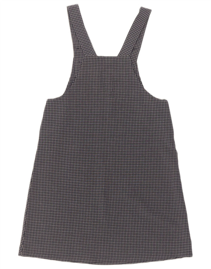 Vintage mujer Dungaree vestido Reino Unido 12 medio azul marino cheque