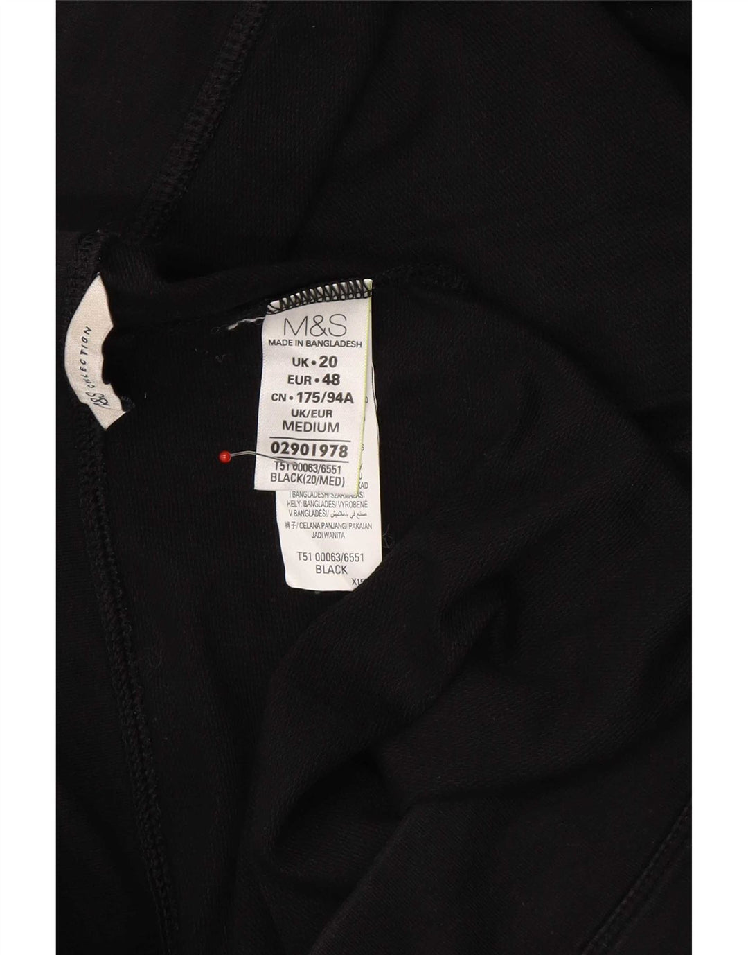 Marks & Spencer Pantalones de Chándal para Mujer UK 20 2XL Negro