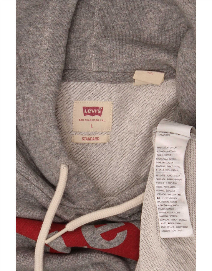Levi's Jersey con capucha gráfica para hombre de algodón gris grande