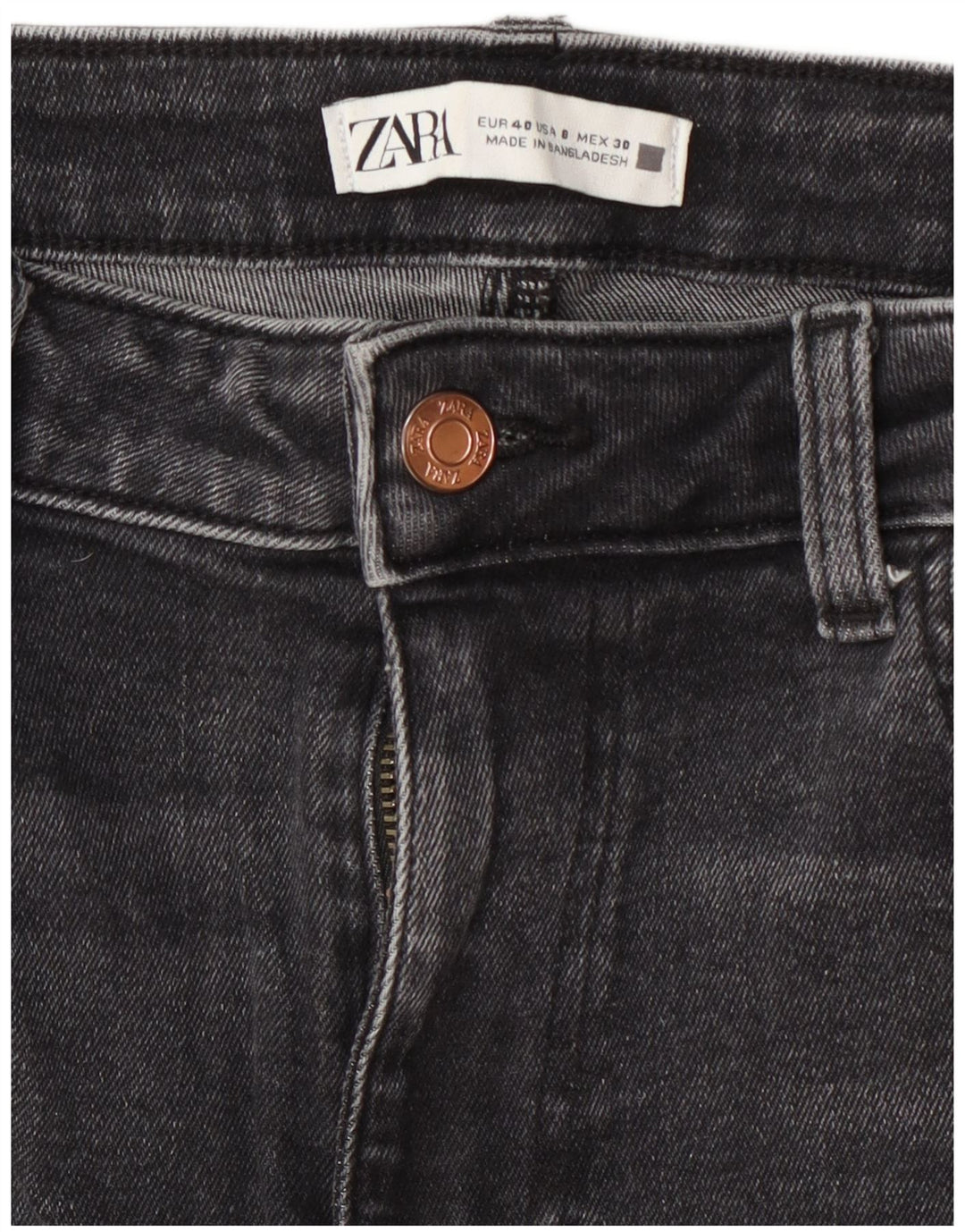 Zara Mujer Vaqueros Cropped EU 40 Medium W30 L26 Gris