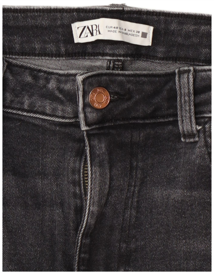 Zara Mujer Vaqueros Cropped EU 40 Medium W30 L26 Gris