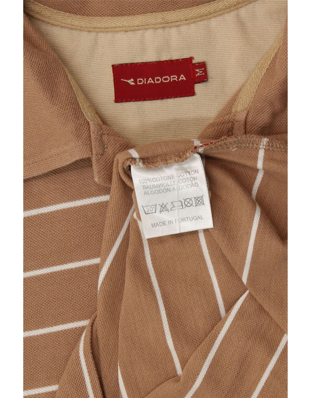 Polo Diadora Hombre De Algodón A Rayas Beige Medio
