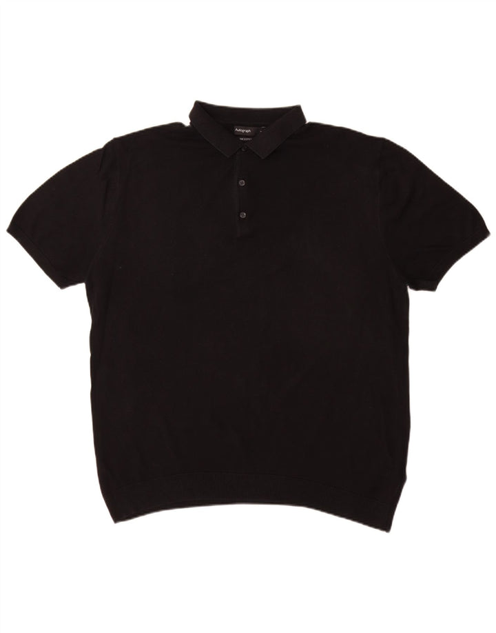 Marks & Spencer - Jersey con cuello tipo polo para hombre, talla grande, color negro