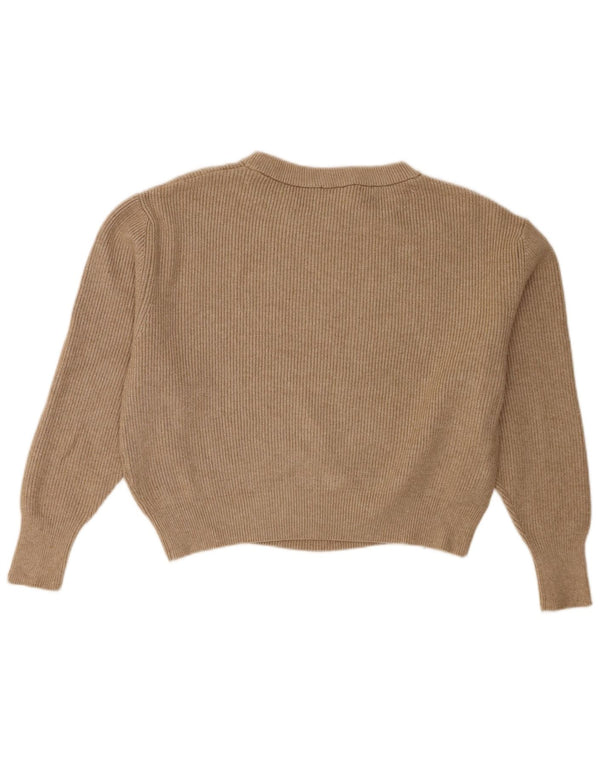 Zara Mujer Crop Suéter De Cuello Barco De Gran Tamaño UK 44 Marrón Medio