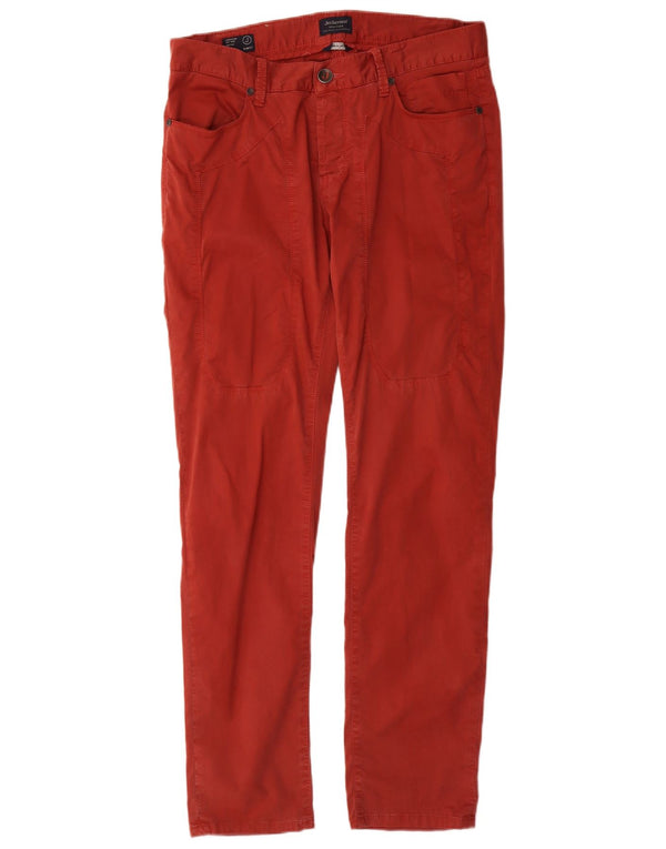Jeckerson - Pantalones informales ajustados para mujer W34 L33 de algodón rojo