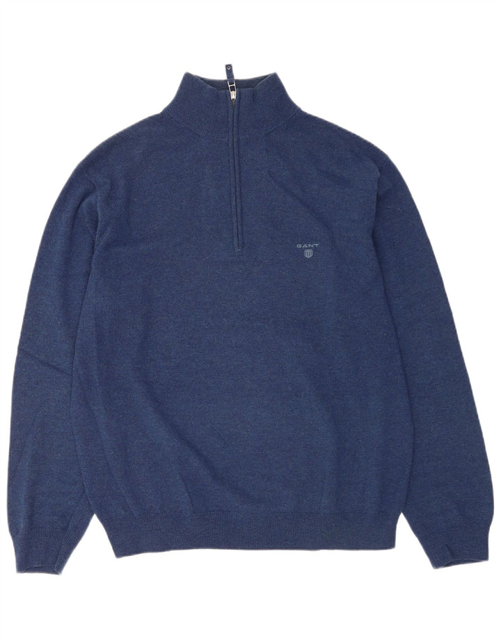 Gant Jersey De Cuello Con Cremallera Para Hombre XL De Lana De Cordero Azul Marino