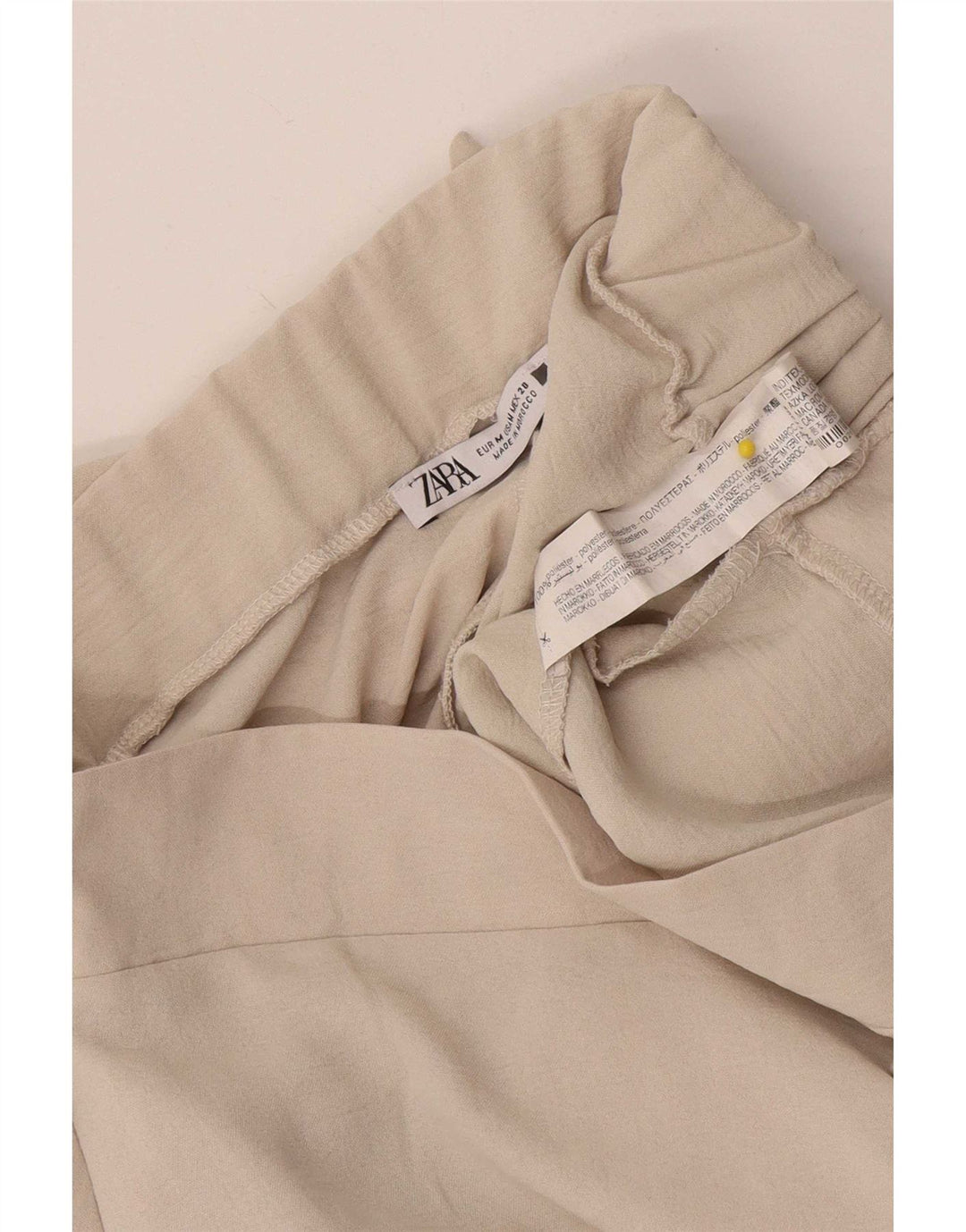Zara Mujer Pantalón Ancho Ancho Mediano W26 L30 Poliéster Beige