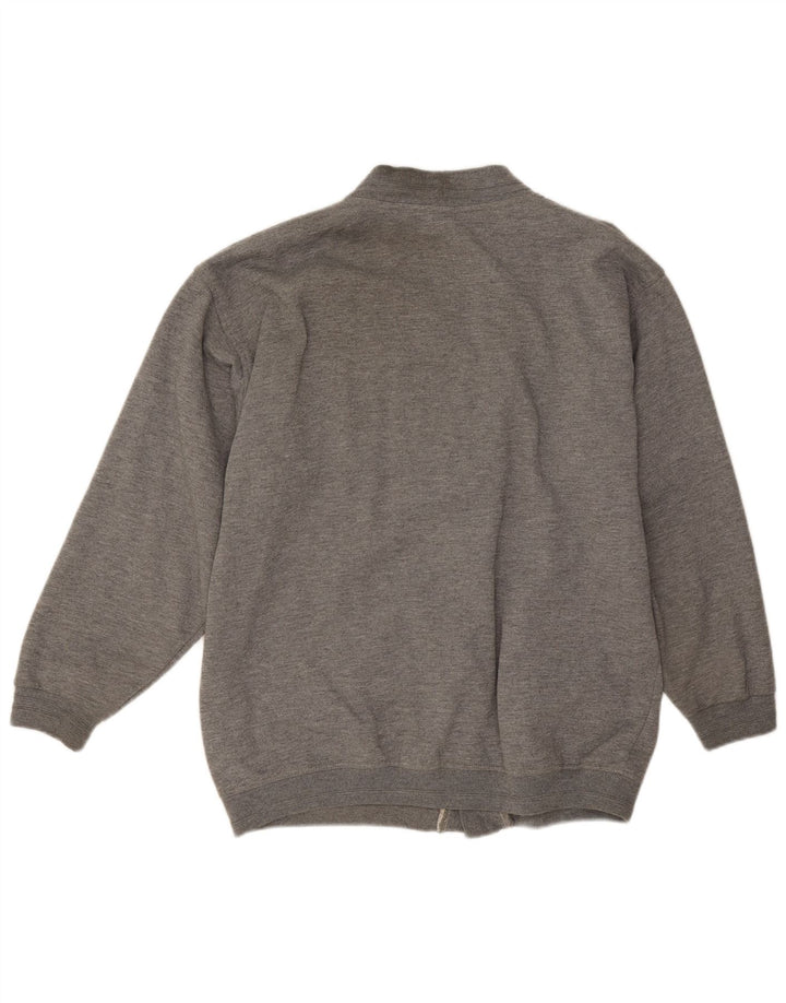 Vintage hombres Cardigan suéter medio gris poliéster