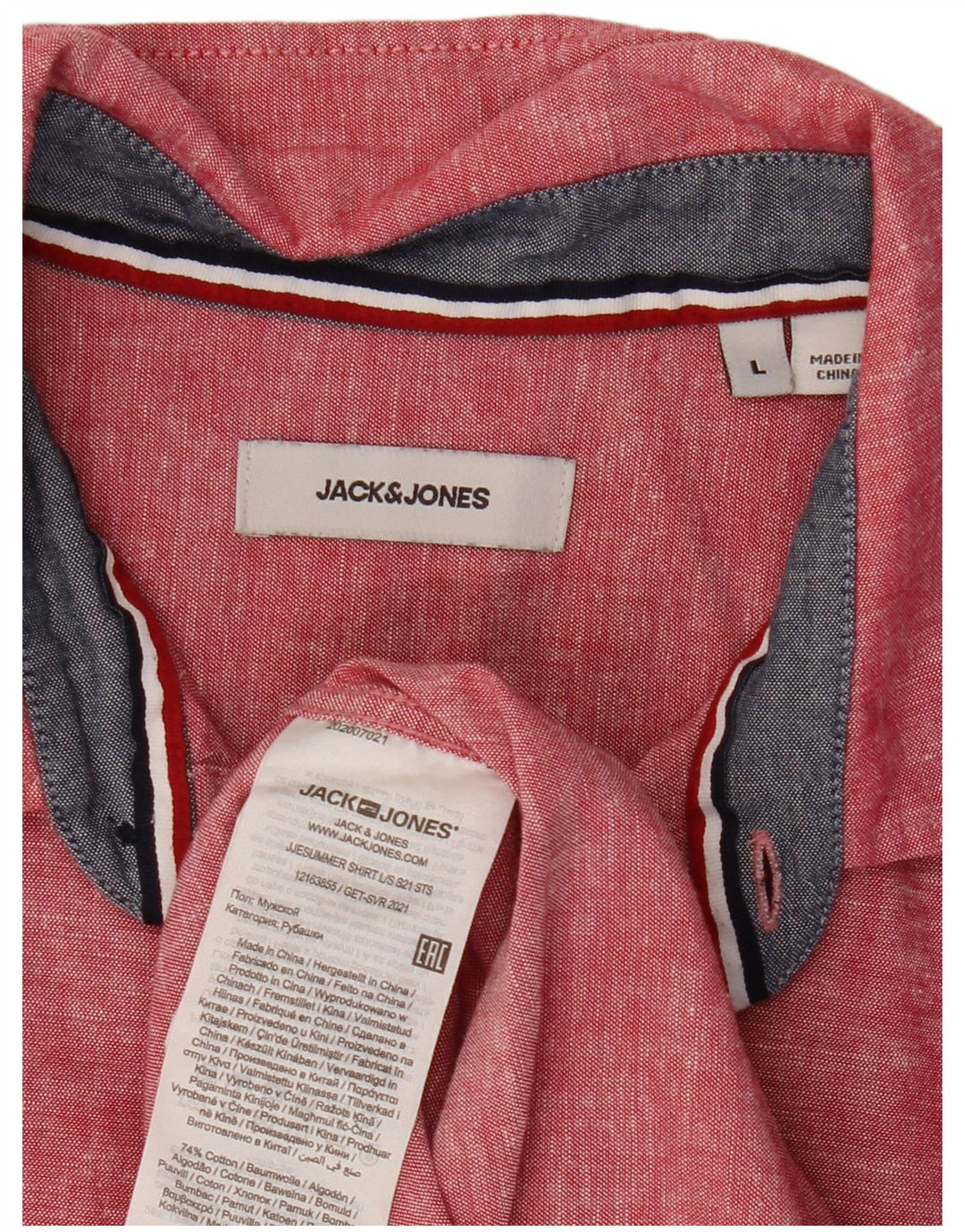 JACK & JONES Camisa Hombre Grande Rojo Algodón