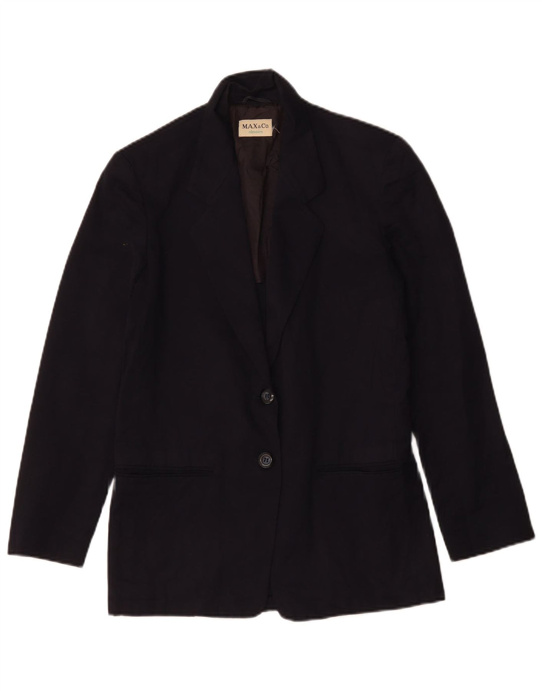 Max & Co. Chaqueta tipo blazer de 2 botones para mujer, Reino Unido 42, algodón azul marino mediano
