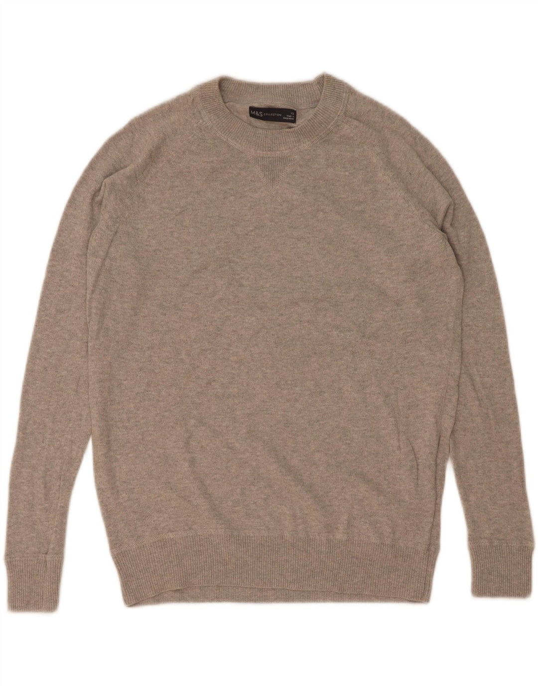 Marks & Spencer Jersey de cuello redondo para hombre XS Algodón gris