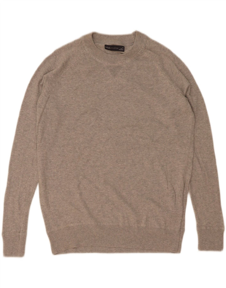 Marks & Spencer Jersey de cuello redondo para hombre XS Algodón gris