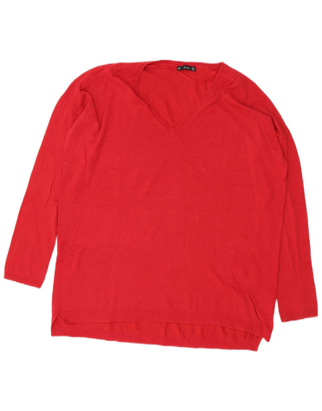 Zara - Jersey extragrande con cuello en V para mujer, talla 40, algodón rojo mediano