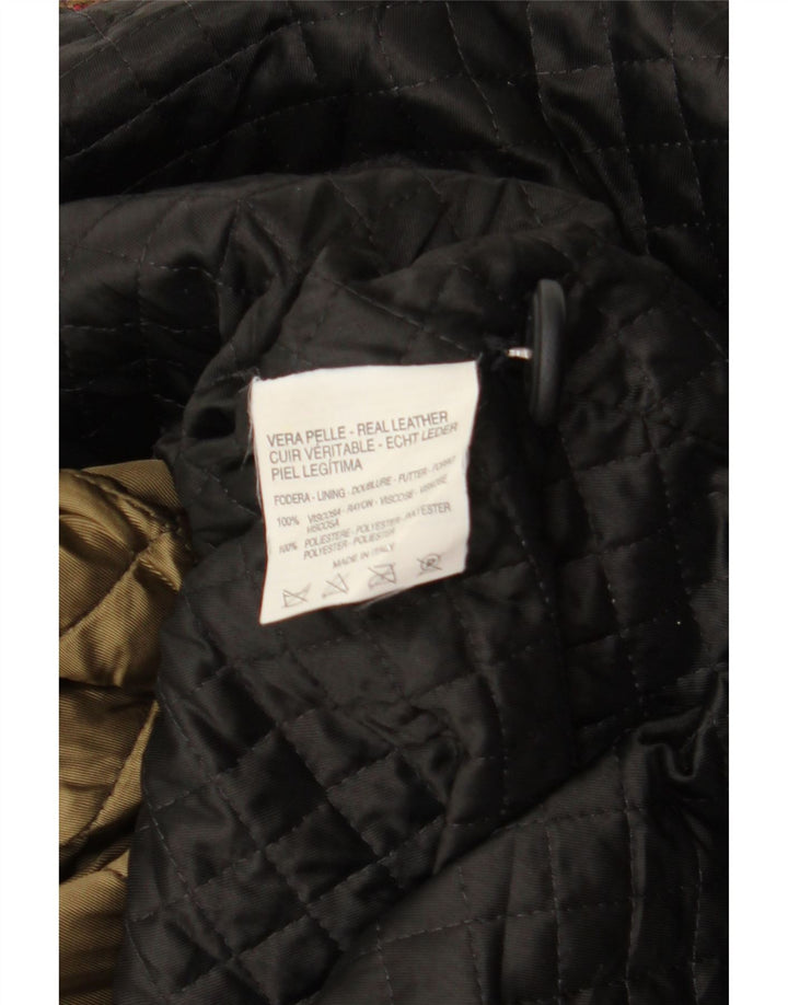 VINTAGE Abrigo de cuero para mujer Reino Unido 18 XL Cuero negro