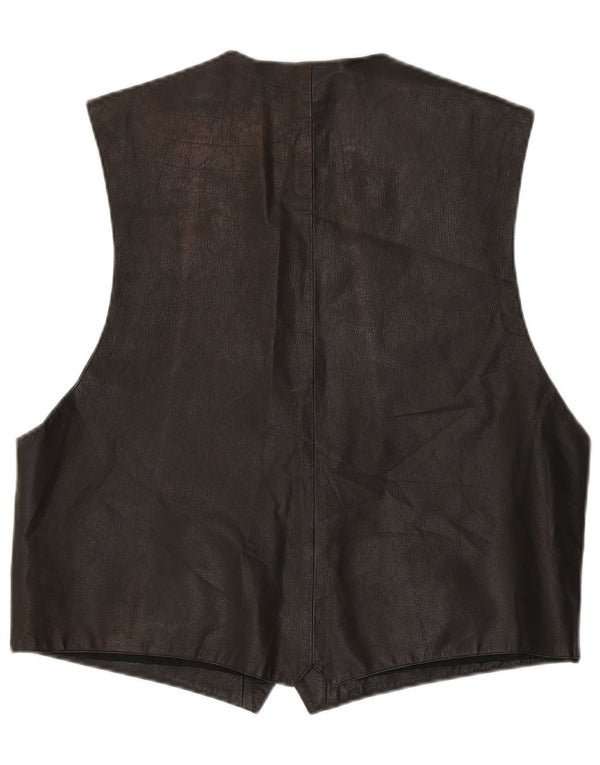 VINTAGE Chaleco de cuero para hombre IT 56 XL Marrón